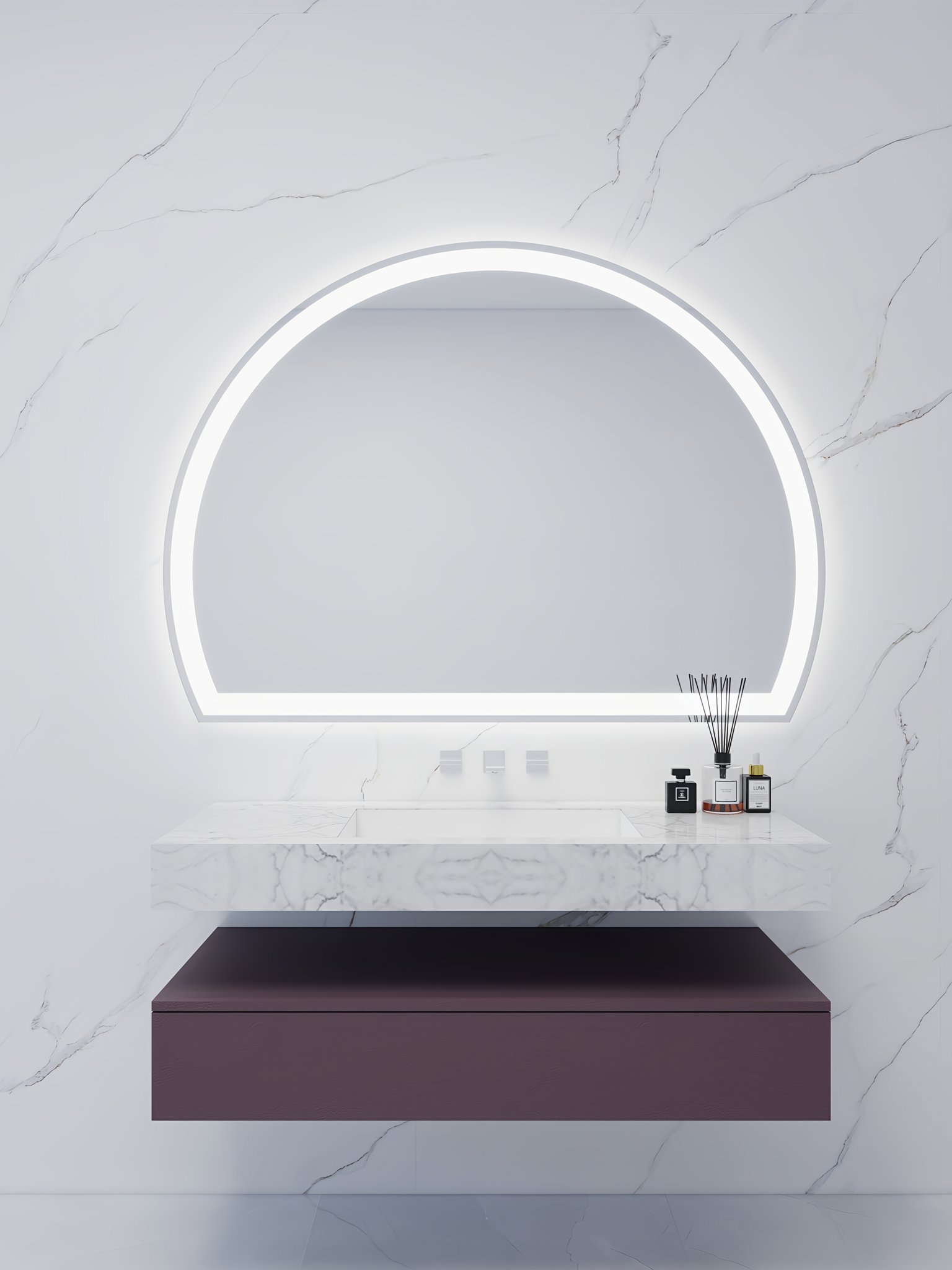 现代风格半圆LED浴室镜