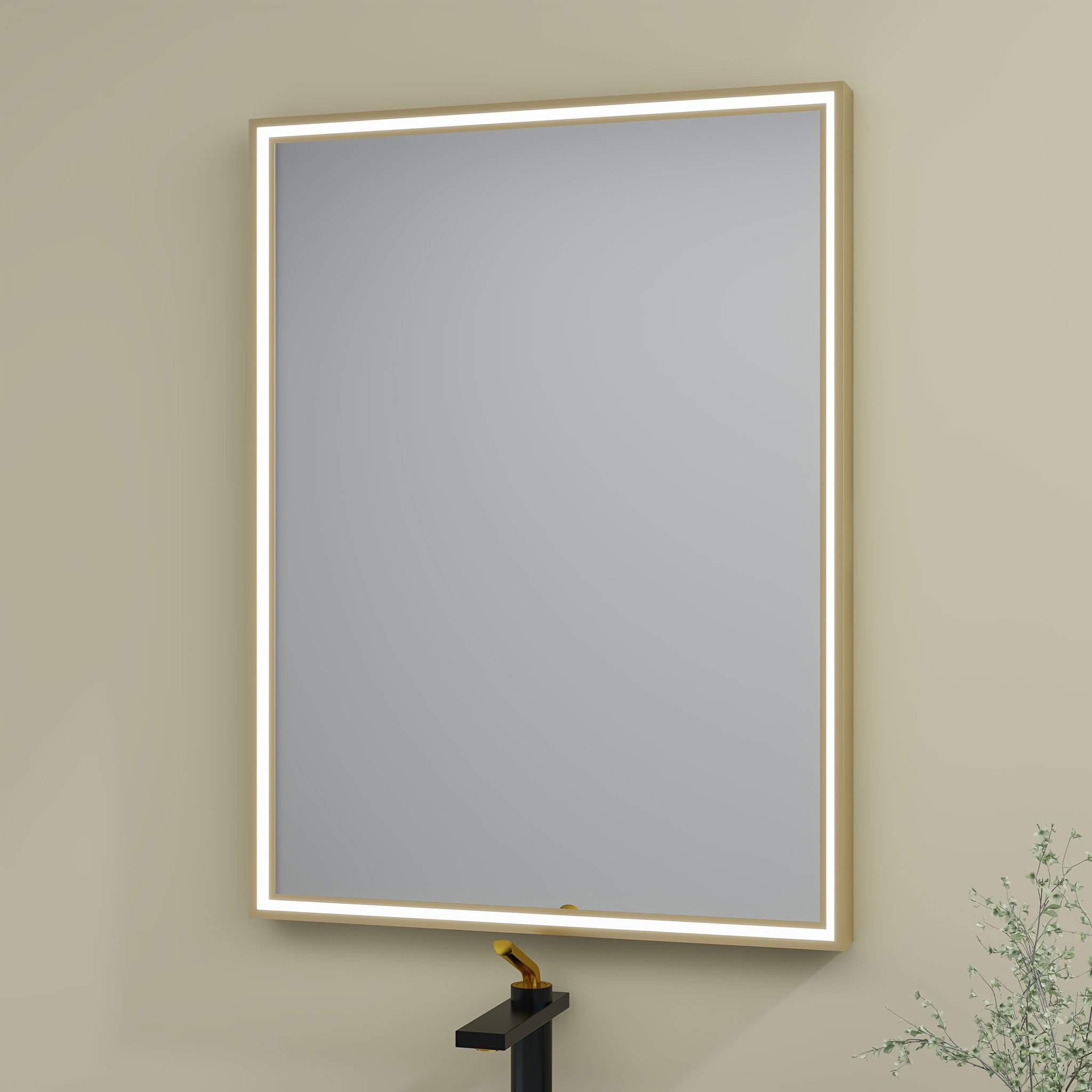 现代矩形带框LED浴室镜