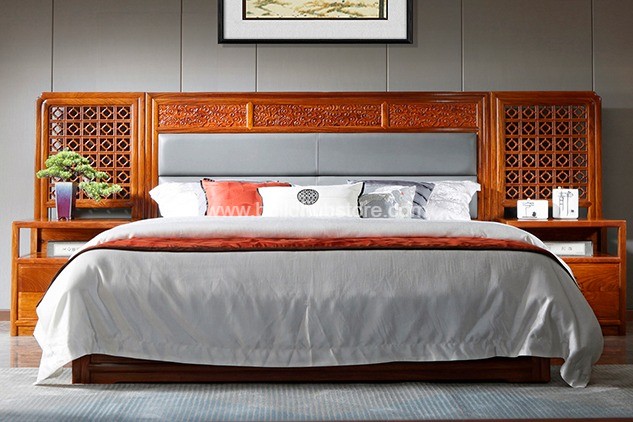 卧室家具双人红木带抽屉洞天大床-180*200